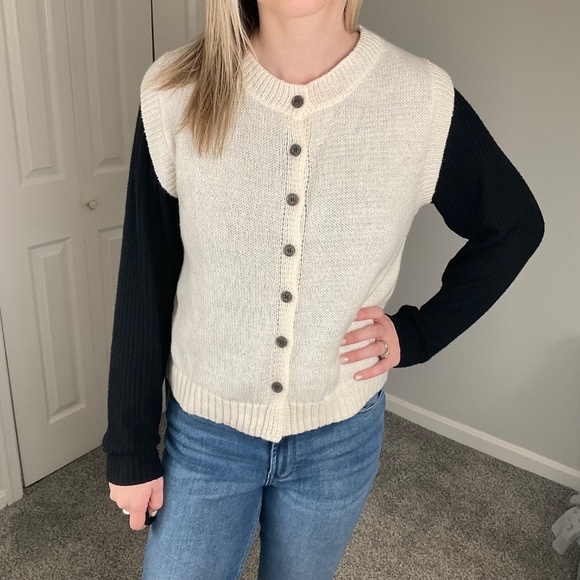 White Button Up Sweater Vest - Picture 2 of 4